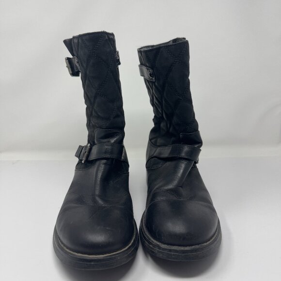 Aquatalia Black Leather Quilted Moto Boots Zippered US 9 1/2 - Picture 6 of 8